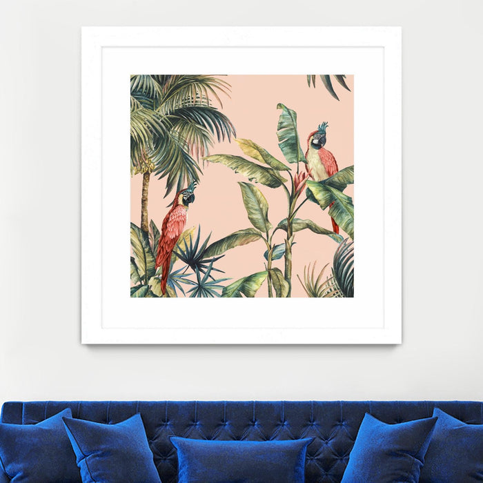 \"Tropicano Ii\" Matted and Framed White 30x30 Wall Art