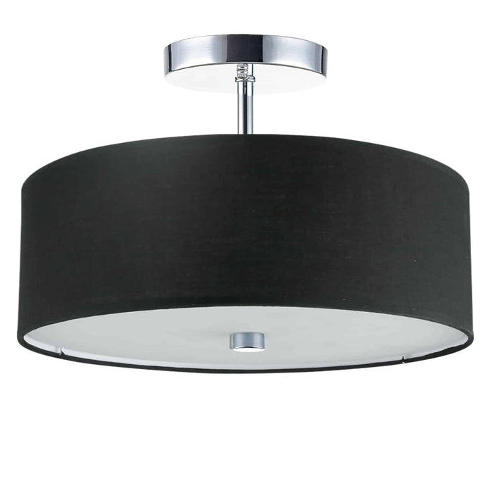 Dainolite Everly 3 Light Semi-flush Mount Polished Chrome Finish Black Shade Lamp