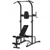 Soozier Multi-function Training Stand Power Tower Station Gym Workout Equipment With Sit Up Bench, P