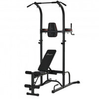 Soozier Multi-function Training Stand Power Tower Station Gym Workout Equipment With Sit Up Bench, P