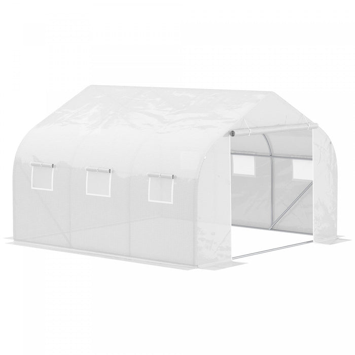 Outsunny 15'x10'x7' Heavy Duty Walk-in Tunnel Greenhouse Gardening Planting Shed Warm Green House Wh