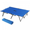 Outsunny 76" Two Person Folding Camping Cot With Carrying Bag, Blue