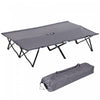 Outsunny 76" Two Person Folding Camping Cot With Carrying Bag, Grey