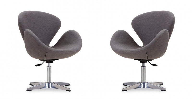 Raspberry Modern Upholstered Swivel Lounge Chair in Gray - Set of 2 Accent Chair 
