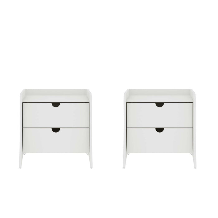 Coney Mid-Century Modern 20\" Nightstand in White (2-Drawer) - Set of 2 
