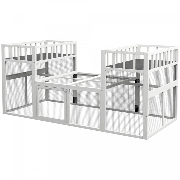 Pawhut Chicken Coop, Wooden Chicken Run With Combinable Design, Perches, Storage Shelves, For 2-4 Ch