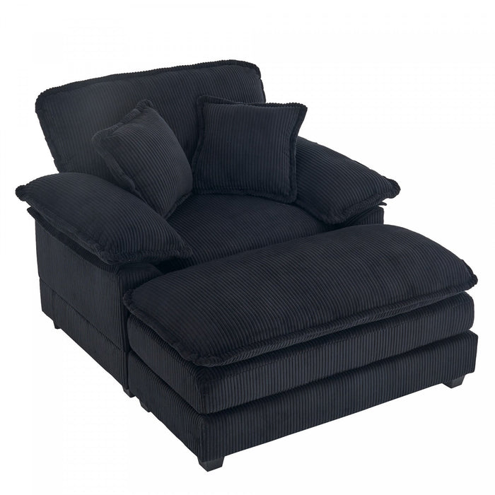 Liam 46.9\" Modern indoor corduroy sofa with 2 soft cushions ,Black Sofa  