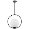 Dainolite Adrienna 15.75\" 1 Light Pendant Matte Black Finish White Opal Glass Lamp