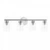 Dainolite Vienna 4 Light Incandescent Vanity Polished Chrome Clear Ribbed Glass Lamp