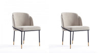 Flor Modern Metal Twill Weave Dining Chair in Wheat - Set of 2 