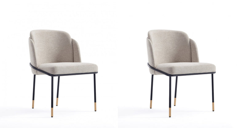 Flor Modern Metal Twill Weave Dining Chair in Wheat - Set of 2 