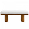 Olivia 47.5\" Wood Bed Bench Ottoman with Teddy Velvet Upholstery and Wooden Legs,Brown  
