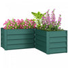 Outsunny L-shaped Galvanized Steel Raised Garden Bed, Green