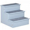 Pawhut Pet Steps 3-step Dog Stairs For Small Dogs Cats And Wooden Ramp With Storage Box Carpet Tread