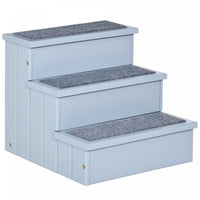 Pawhut Pet Steps 3-step Dog Stairs For Small Dogs Cats And Wooden Ramp With Storage Box Carpet Tread