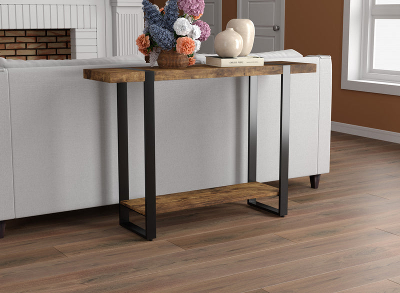 47” Console Table With 1 Shelf - Reclaimed Wood Look With Black Metal 