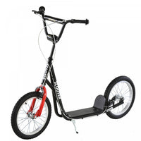 Aosom Youth Scooter Street Kick Scooter For Teens Kids Ride On Toy W/ 16'' Inflatable Wheel Dual Bra