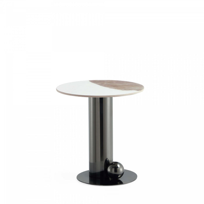 Laurel Modern Glam Sintered Stone Top End Table in Black 
