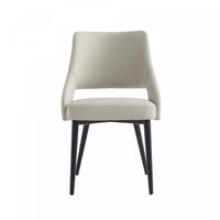 Tremont Modern Metal Vegan Leather Dining Chair in Stone Gray 
