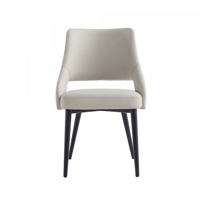 Tremont Modern Metal Vegan Leather Dining Chair in Stone Gray 
