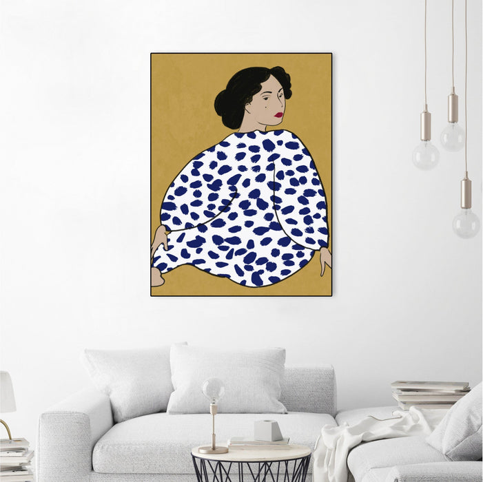 \"Happy Girl\" Canvas Framed Black 18x24 Wall Art