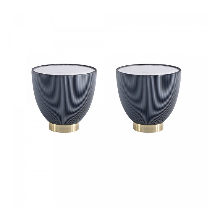 Anderson Modern Sintered Stone Top Upholstered End Table in Gray - Set of 2 