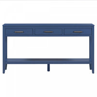 Emma 59.1'' Farmhouse Entryway Table with Drawers and Open Shelf,Blue Sofa Table  