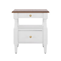 Emma 2-Drawer Wooden Bedroom Nightstand with Non-Slip Feet, Milk White  