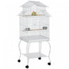 Pawhut 53.9'' Large Rolling Steel Bird Cage Bird House With Detachable Rolling Stand, Storage Shelf,