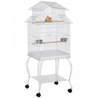 Pawhut 53.9'' Large Rolling Steel Bird Cage Bird House With Detachable Rolling Stand, Storage Shelf,