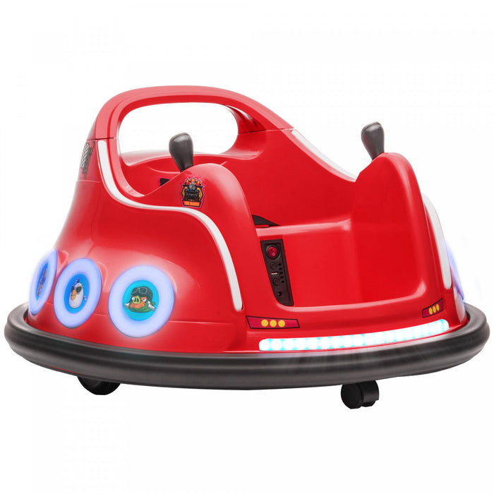 Qaba 12v Bumper Car For Kids, Angry Bird Licensed Electric Powered Ride-On Car With Dual Joysticks, 