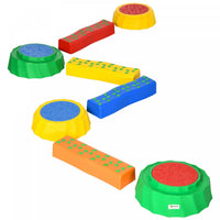 Outsunny 8pcs Kids Balance Beam, Balance Bridge With Non-slip Surface & Bottom, Stackable Stepping S