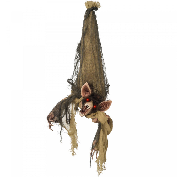 Outsunny 28" Animated Scare Prop Hanging Bat, Indoor Halloween Decorations