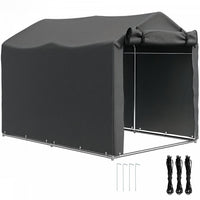 Outsunny Outdoor Shelter, Motorcycle Tent W/roll-up Zipper Door, Dark Grey