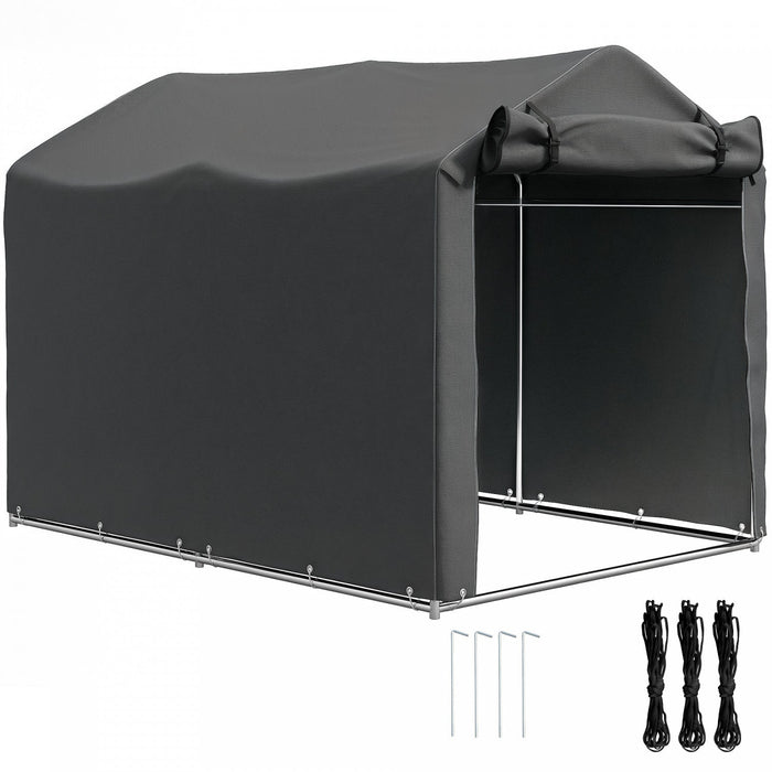 Outsunny Outdoor Shelter, Motorcycle Tent W/roll-up Zipper Door, Dark Grey