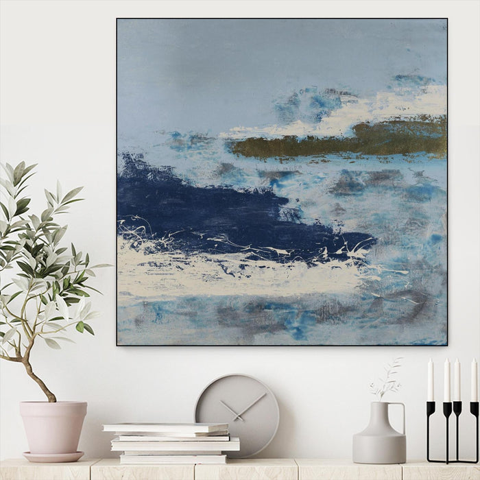 \"Washing To Shore\" Canvas Framed Black 20x20 Wall Art