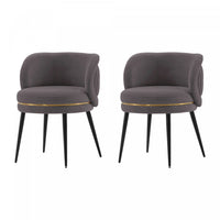 Kaya Modern Wood Velvet Dining Chair in Gray - Set of 2