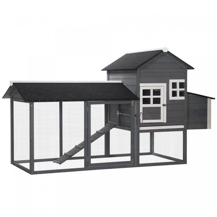 Pawhut 84\" Chicken Coop Wooden Hen House Rabbit Hutch Poultry Cage Pen Outdoor Backyard With Nesting