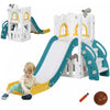 Qaba Toddler Slide, 4 In 1 Slide For Kids Aged 1-3 Years With Basketball Hoop, Climber, Telescope, S