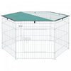Pawhut Foldable Pet Playpen With Top Cover, Portable Heavy Duty Dog Pen For Dogs, Cats, Chickens, Ra