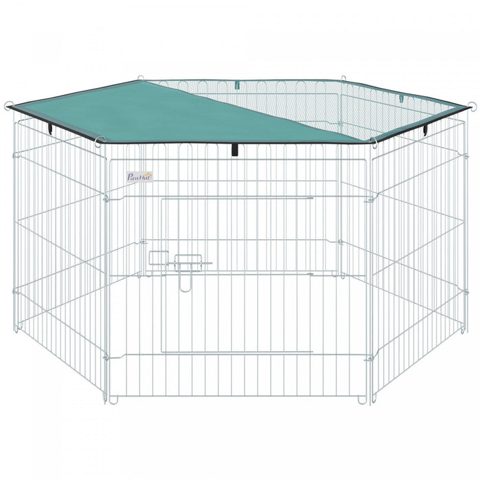 Pawhut Foldable Pet Playpen With Top Cover, Portable Heavy Duty Dog Pen For Dogs, Cats, Chickens, Ra