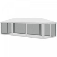 Outsunny 10' X 28' Party Tent Outdoor Canopy Garden Sun Shade With 8 Mosquito Mesh Netting And Zippe