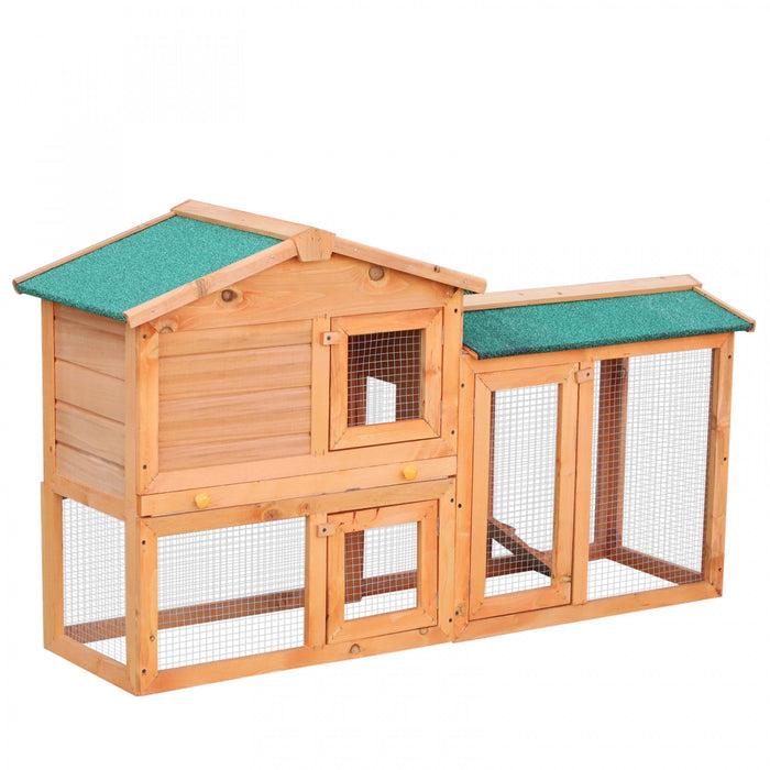 Pawhut Two-level Rabbit Hutch Small Animal House Pet Bunny Cage Home W/ Outdoor Run Water & Uv Resis