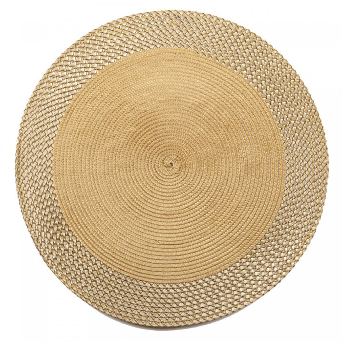 Vinyl Round Placemat with Gold Border - Set of 12