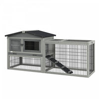 Pawhut Solid Wood Rabbit Hutch Bunny Cage Pet Guinea Pig House Outdoor Small Animal Habitat W/ Ramp,