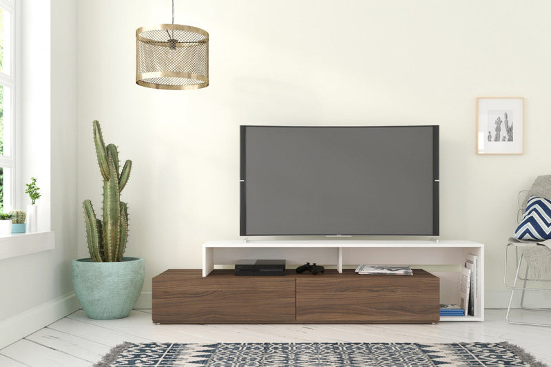 Nordika Tonik 72\" TV Stand - Walnut/White 