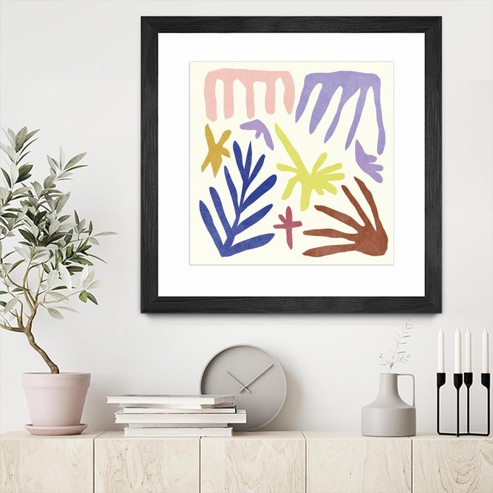 \"Coral Construction Ii\" Matted and Framed Black 36x36 Wall Art