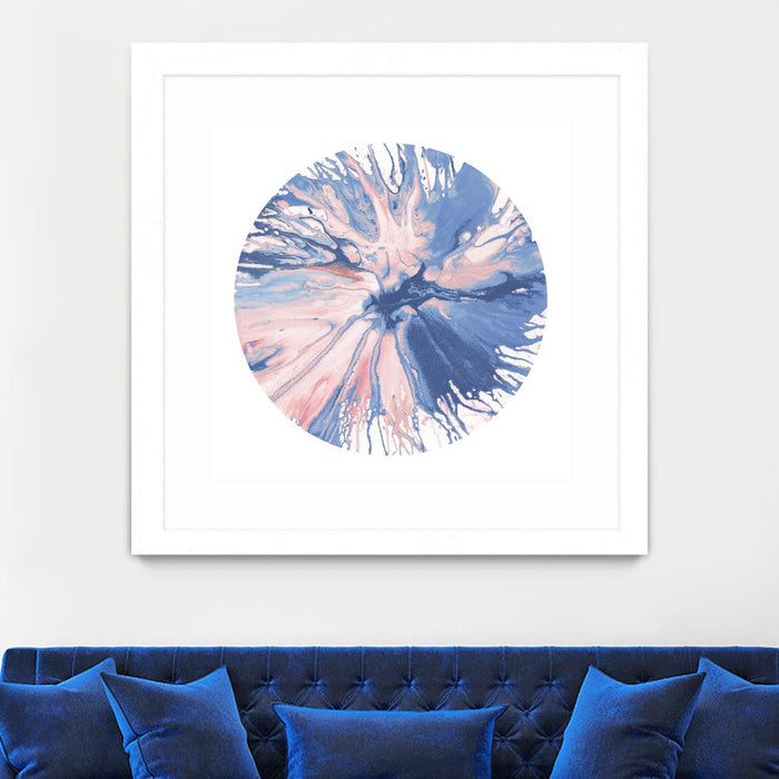 \"Spin Art 21\" Matted and Framed White 30x30 Wall Art
