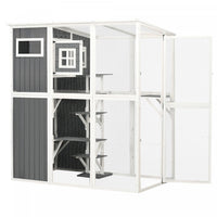 Pawhut Wooden Cat Catio, Outdoor Cat House, Cat Enclosure With Plastic Weather Protection Roof, Mult