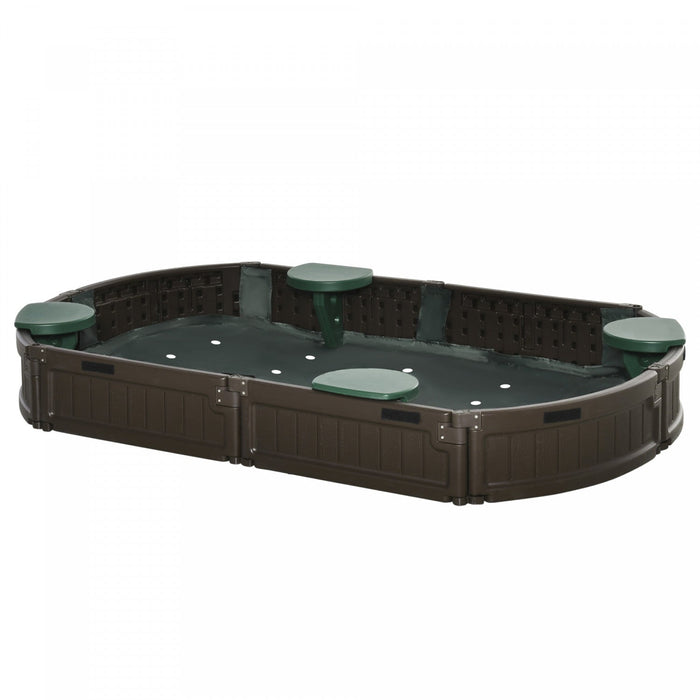 Kids Sandbox With Cover, Sandbox Outdoor With Corner Seat, Easy Assembly, Sand Play Station For Back